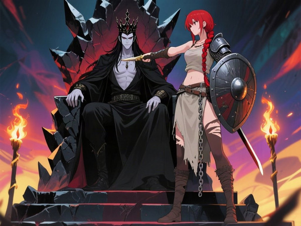 Qwen Image — The Shieldmaiden and the Dark Lord — Anime