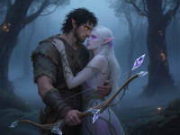 Qwen Image generated image for Fantasy Romance in the Whispering Grove - Digital Art