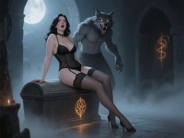 Qwen Image — Moonlit Horror-Erotica Blend — Digital Art