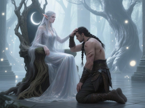 Qwen Image — The Elven Queen's Champion — Digital Art