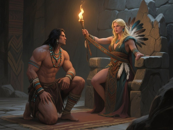 Qwen Image — Tribal Guardian's Desire — Digital Art
