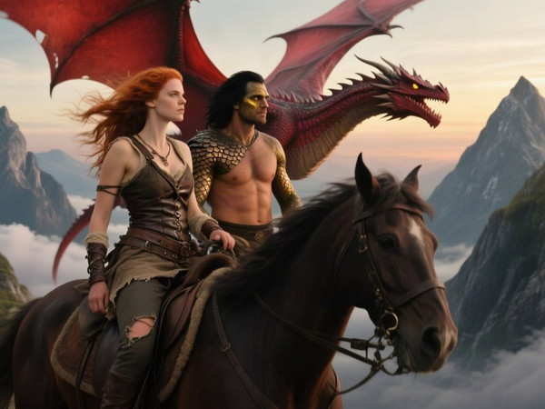 Qwen Image — Dragonrider at Dawn — Dark Fantasy
