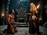 Qwen Image generated image for Tribal Guardian's Desire - Dark Fantasy