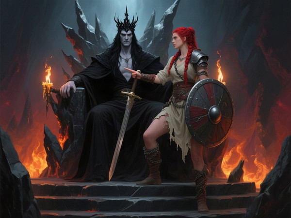 Qwen Image — The Shieldmaiden and the Dark Lord — Epic Fantasy