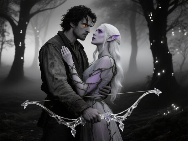 Qwen Image — Fantasy Romance in the Whispering Grove — Film Noir