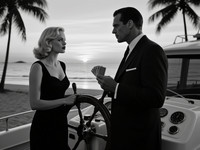 Qwen Image generated image for Luxury Yacht Romance - Film Noir