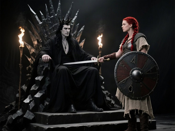 Qwen Image — The Shieldmaiden and the Dark Lord — Film Noir