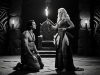 Qwen Image generated image for Tribal Guardian's Desire - Film Noir