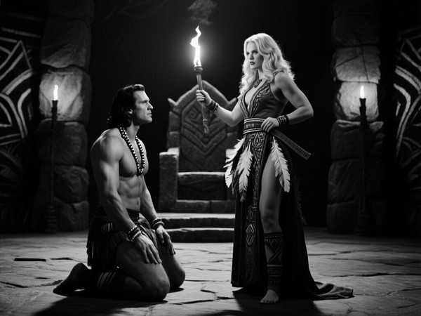 Qwen Image — Tribal Guardian's Desire — Film Noir