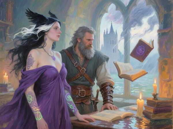 Qwen Image — A Night in the Sorceress's Tower — Impressionism