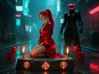 Qwen Image generated image for Altar of Desire - Neo Noir