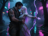Qwen Image generated image for Fantasy Romance in the Whispering Grove - Neo Noir