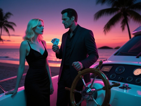 Qwen Image — Luxury Yacht Romance — Neo Noir