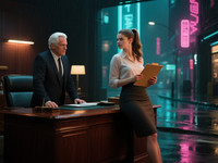 Qwen Image generated image for Office Heat Classics - Neo Noir