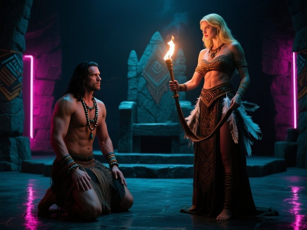 Qwen Image — Tribal Guardian's Desire — Neo Noir