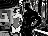 Qwen Image generated image for Cabin in the Woods - Noir Comic