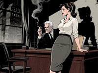 Qwen Image generated image for Office Heat Classics - Noir Comic