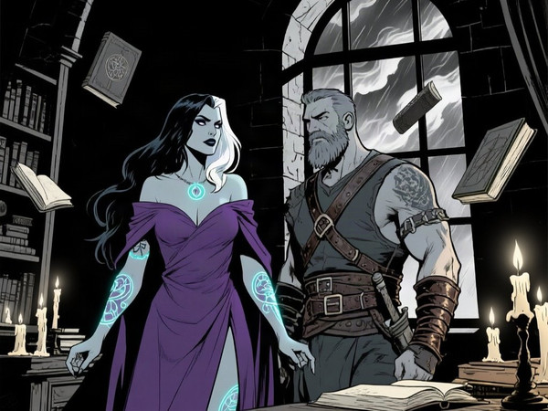 Qwen Image — A Night in the Sorceress's Tower — Noir Comic
