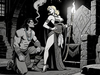 Qwen Image generated image for Tribal Guardian's Desire - Noir Comic