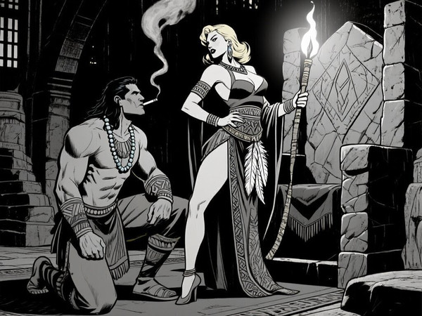 Qwen Image — Tribal Guardian's Desire — Noir Comic