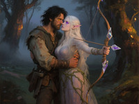 Qwen Image — Fantasy Romance in the Whispering Grove — Oil Painting