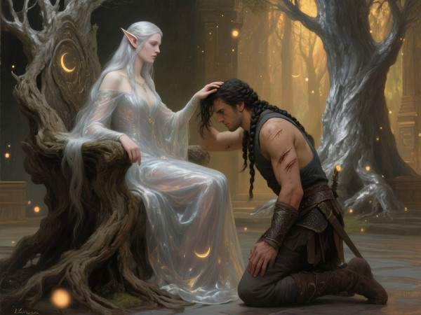 Qwen Image — The Elven Queen's Champion — Oil Painting
