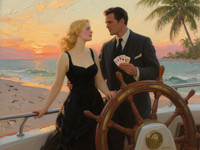 Qwen Image — Luxury Yacht Romance — Oil Painting