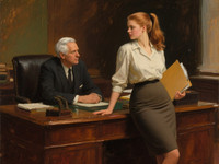 Qwen Image — Office Heat Classics — Oil Painting