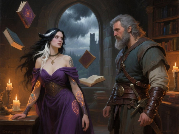 Qwen Image — A Night in the Sorceress's Tower — Oil Painting