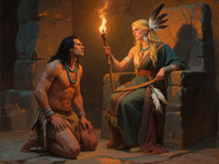 Qwen Image — Tribal Guardian's Desire — Oil Painting