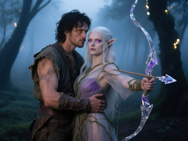 Qwen Image — Fantasy Romance in the Whispering Grove — Photorealistic