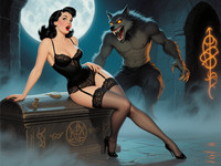 Qwen Image generated image for Moonlit Horror-Erotica Blend - Pin-Up
