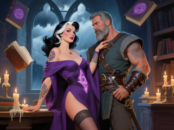 Qwen Image — A Night in the Sorceress's Tower — Pin-Up