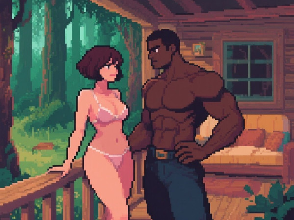 Qwen Image — Cabin in the Woods — Pixel Art