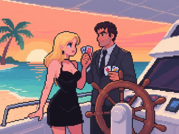 Qwen Image — Luxury Yacht Romance — Pixel Art
