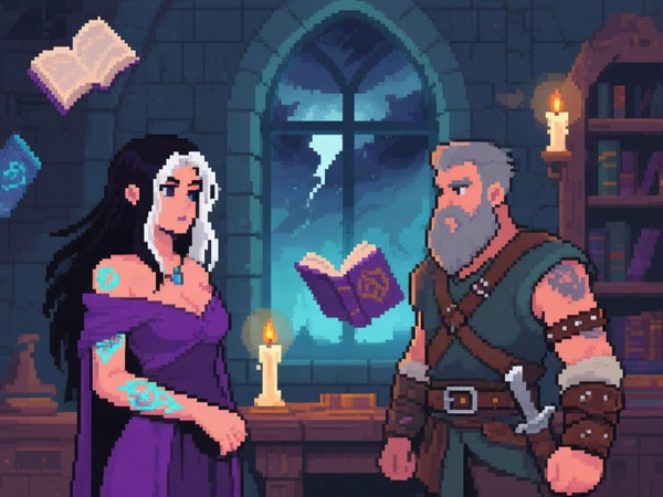 Qwen Image — A Night in the Sorceress's Tower — Pixel Art
