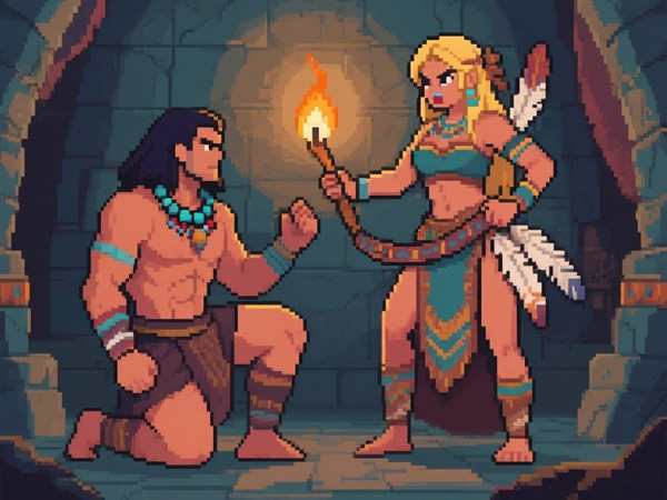 Qwen Image — Tribal Guardian's Desire — Pixel Art