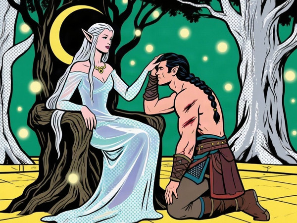 Qwen Image — The Elven Queen's Champion — Pop Art