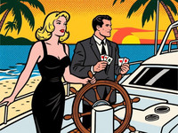 Qwen Image — Luxury Yacht Romance — Pop Art