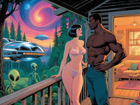 Qwen Image generated image for Cabin in the Woods - Retro Sci-Fi