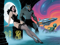 Qwen Image generated image for Moonlit Horror-Erotica Blend - Retro Sci-Fi