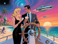 Qwen Image generated image for Luxury Yacht Romance - Retro Sci-Fi