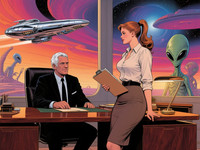 Qwen Image generated image for Office Heat Classics - Retro Sci-Fi