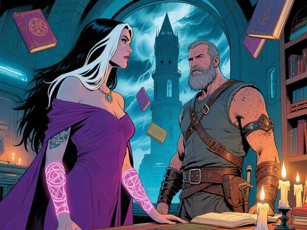 Qwen Image — A Night in the Sorceress's Tower — Retro Sci-Fi