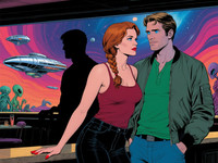 Qwen Image generated image for Speakeasy Hidden Tension - Retro Sci-Fi