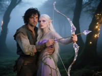 Qwen Image generated image for Fantasy Romance in the Whispering Grove - Retro