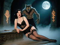 Qwen Image generated image for Moonlit Horror-Erotica Blend - Retro