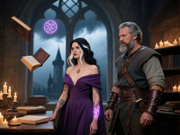 Qwen Image — A Night in the Sorceress's Tower — Retro