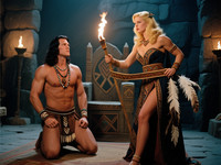 Qwen Image generated image for Tribal Guardian's Desire - Retro