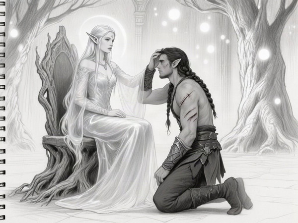 Qwen Image — The Elven Queen's Champion — Sketch